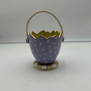 Department . 56 Cracked Easter Egg Purple and White Polka Dots Bowl/Vase